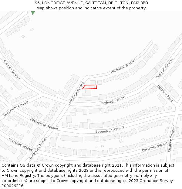 96, LONGRIDGE AVENUE, SALTDEAN, BRIGHTON, BN2 8RB: Location map and indicative extent of plot