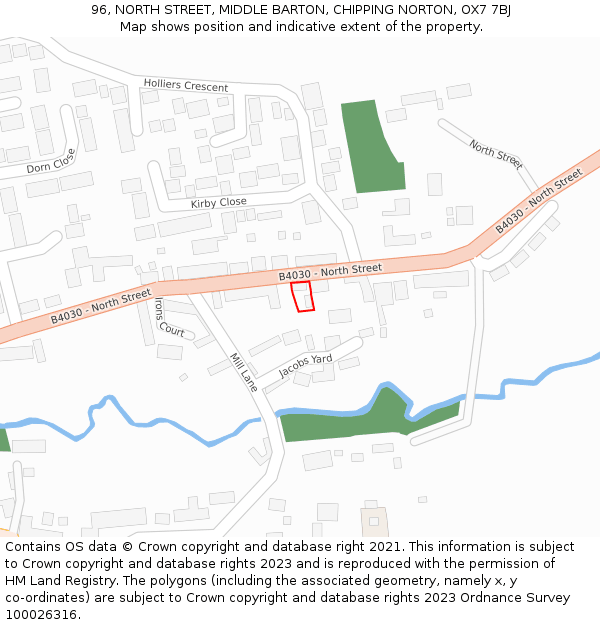 96, NORTH STREET, MIDDLE BARTON, CHIPPING NORTON, OX7 7BJ: Location map and indicative extent of plot