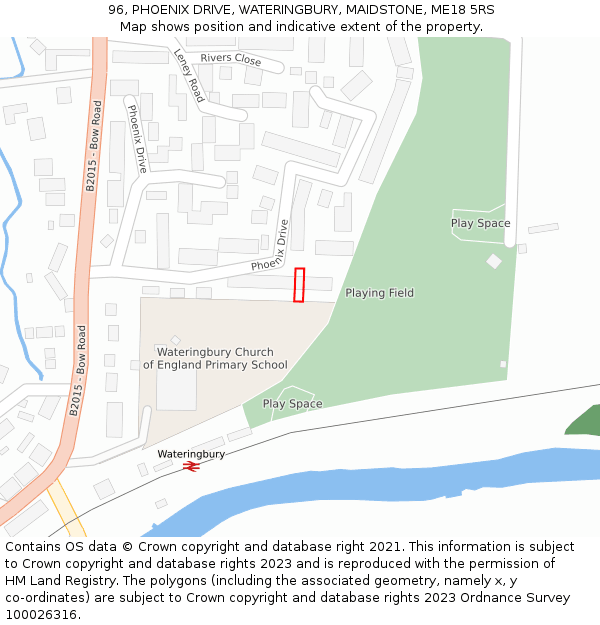 96, PHOENIX DRIVE, WATERINGBURY, MAIDSTONE, ME18 5RS: Location map and indicative extent of plot