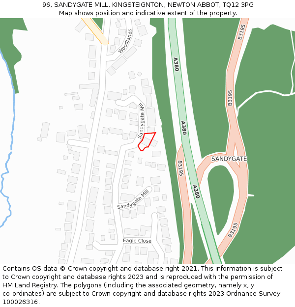 96, SANDYGATE MILL, KINGSTEIGNTON, NEWTON ABBOT, TQ12 3PG: Location map and indicative extent of plot