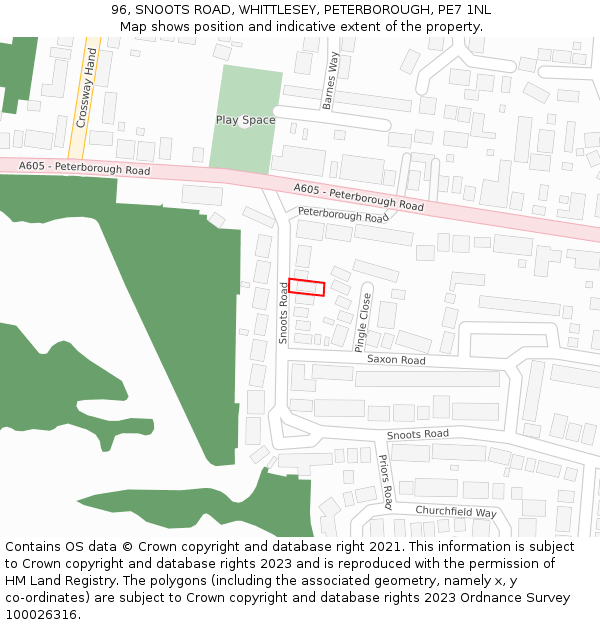 96, SNOOTS ROAD, WHITTLESEY, PETERBOROUGH, PE7 1NL: Location map and indicative extent of plot