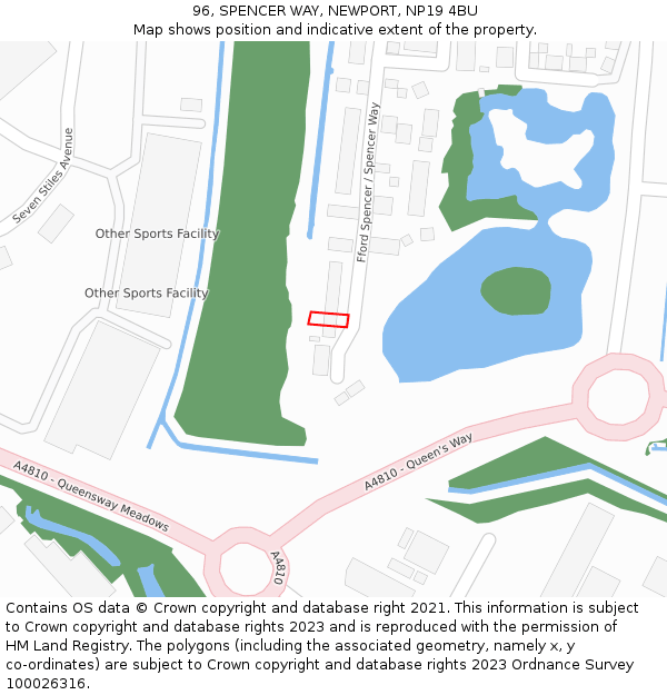 96, SPENCER WAY, NEWPORT, NP19 4BU: Location map and indicative extent of plot