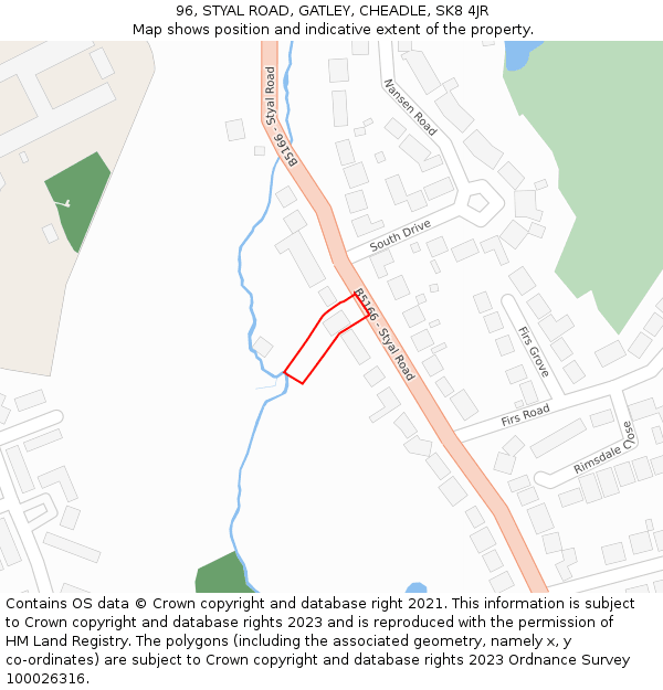 96, STYAL ROAD, GATLEY, CHEADLE, SK8 4JR: Location map and indicative extent of plot