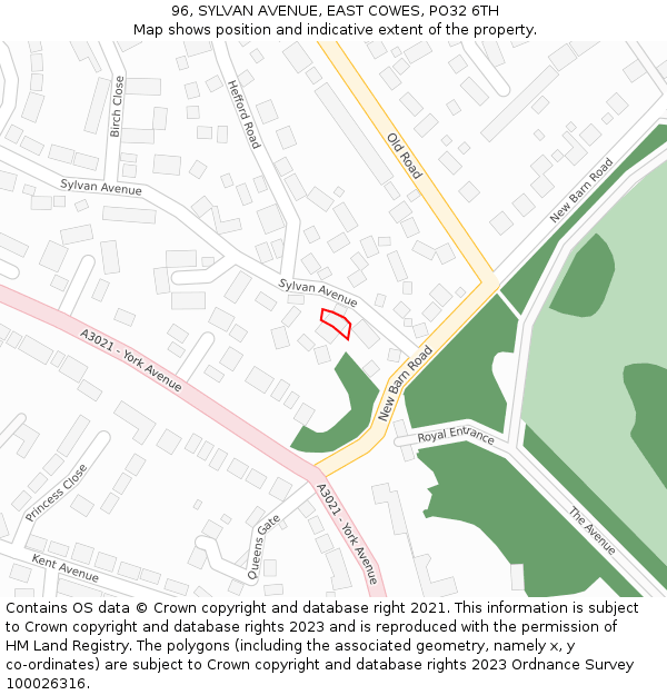 96, SYLVAN AVENUE, EAST COWES, PO32 6TH: Location map and indicative extent of plot