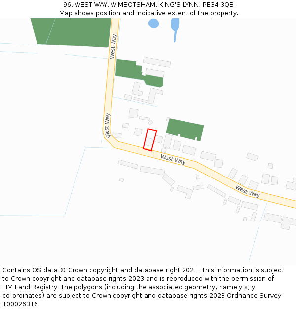 96, WEST WAY, WIMBOTSHAM, KING'S LYNN, PE34 3QB: Location map and indicative extent of plot