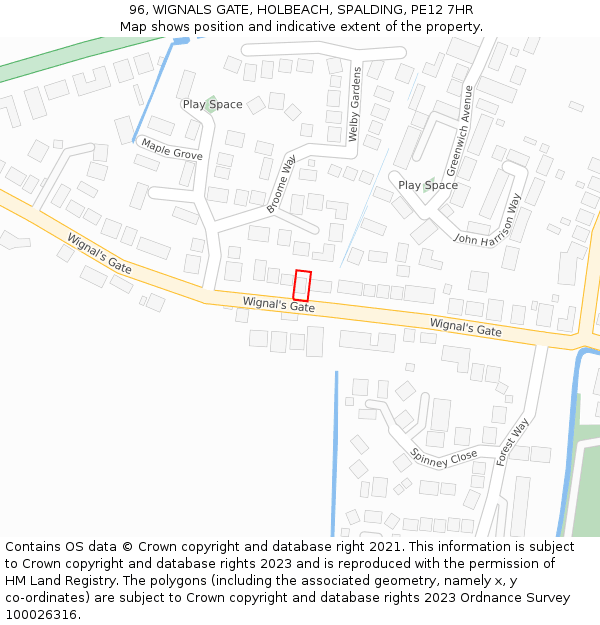 96, WIGNALS GATE, HOLBEACH, SPALDING, PE12 7HR: Location map and indicative extent of plot