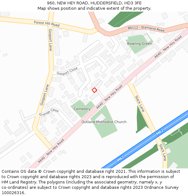960, NEW HEY ROAD, HUDDERSFIELD, HD3 3FE: Location map and indicative extent of plot