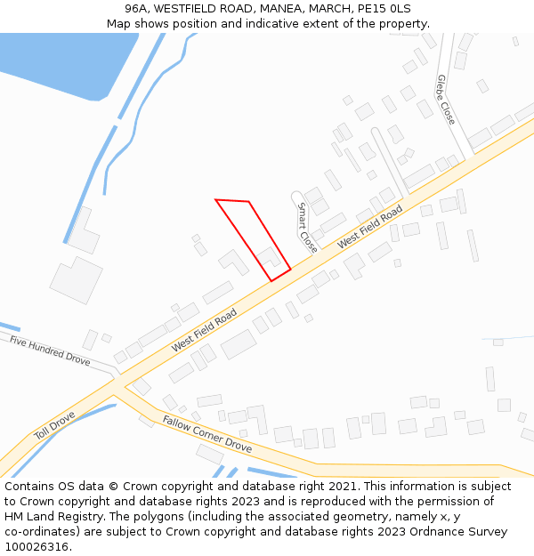 96A, WESTFIELD ROAD, MANEA, MARCH, PE15 0LS: Location map and indicative extent of plot