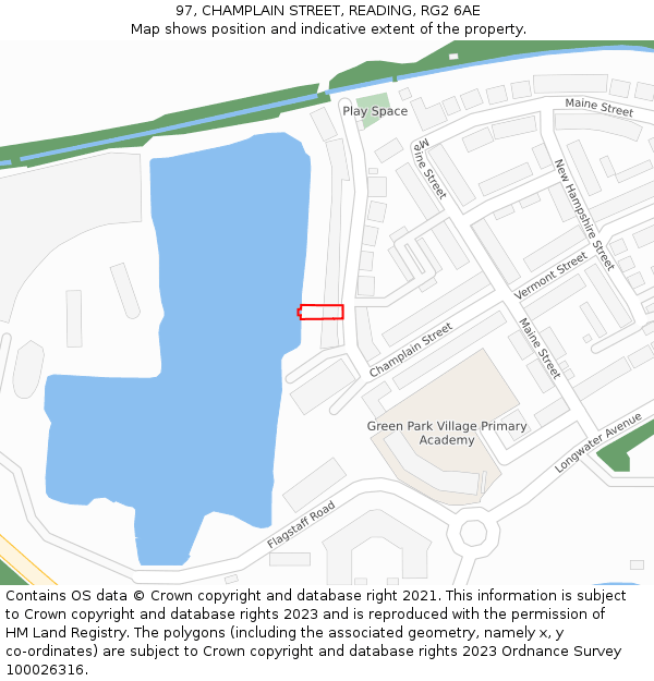 97, CHAMPLAIN STREET, READING, RG2 6AE: Location map and indicative extent of plot