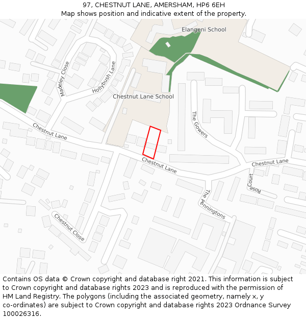 97, CHESTNUT LANE, AMERSHAM, HP6 6EH: Location map and indicative extent of plot