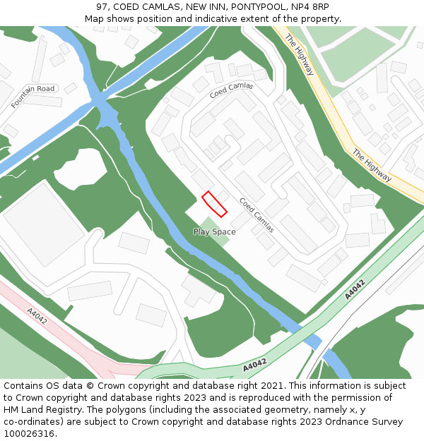 97, COED CAMLAS, NEW INN, PONTYPOOL, NP4 8RP: Location map and indicative extent of plot