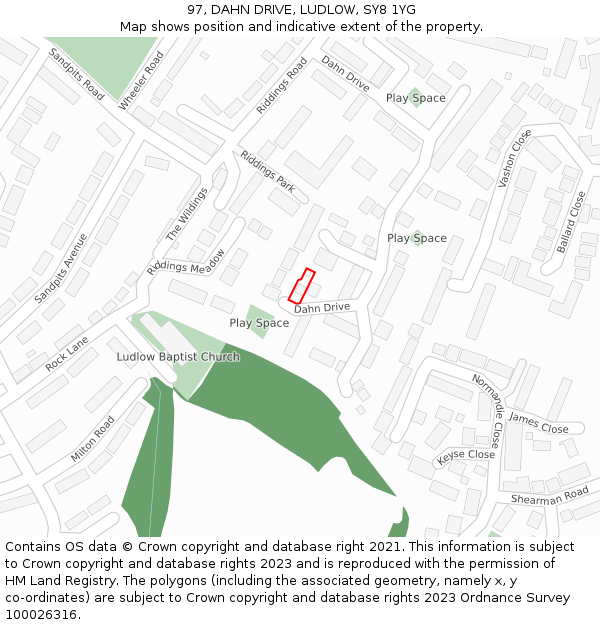 97, DAHN DRIVE, LUDLOW, SY8 1YG: Location map and indicative extent of plot