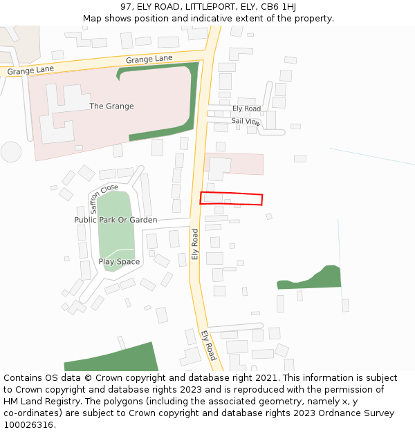 97, ELY ROAD, LITTLEPORT, ELY, CB6 1HJ: Location map and indicative extent of plot