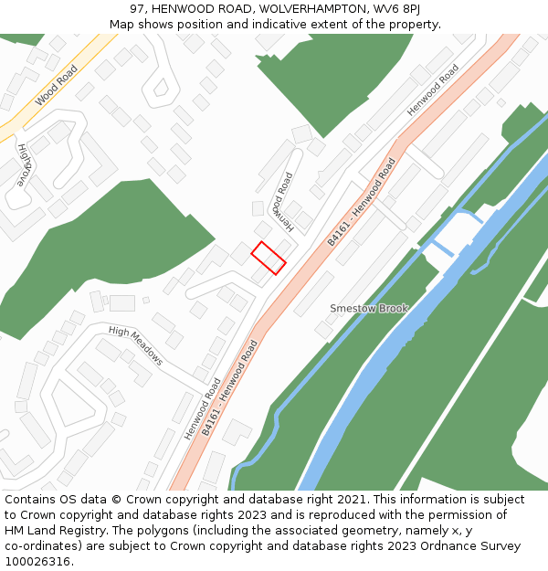 97, HENWOOD ROAD, WOLVERHAMPTON, WV6 8PJ: Location map and indicative extent of plot