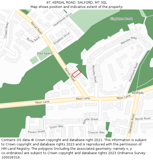 97, KERSAL ROAD, SALFORD, M7 3QL: Location map and indicative extent of plot