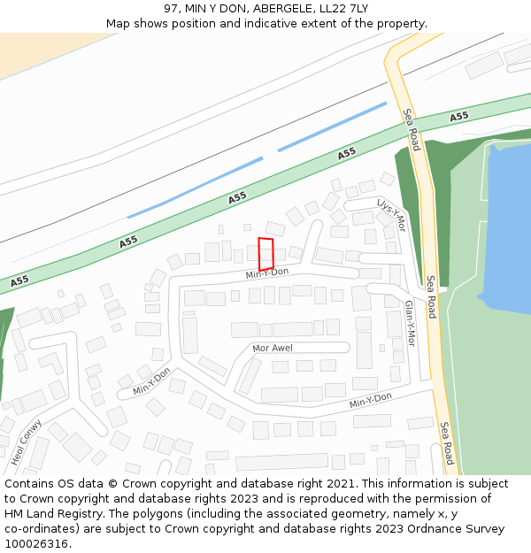 97, MIN Y DON, ABERGELE, LL22 7LY: Location map and indicative extent of plot