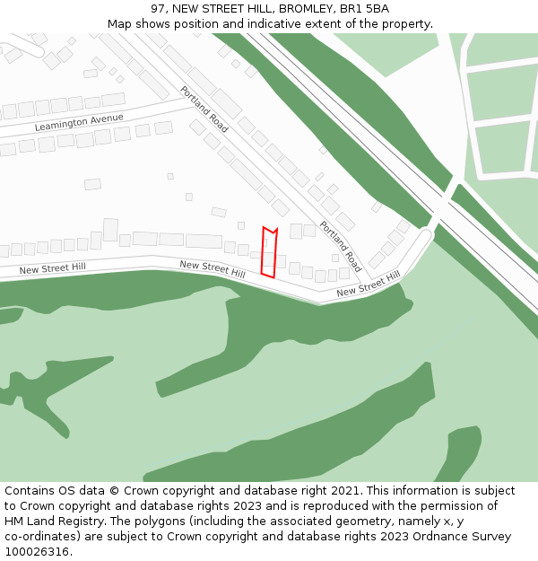 97, NEW STREET HILL, BROMLEY, BR1 5BA: Location map and indicative extent of plot