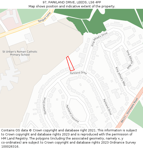 97, PARKLAND DRIVE, LEEDS, LS6 4PP: Location map and indicative extent of plot