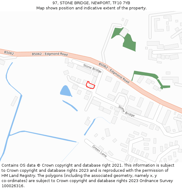 97, STONE BRIDGE, NEWPORT, TF10 7YB: Location map and indicative extent of plot