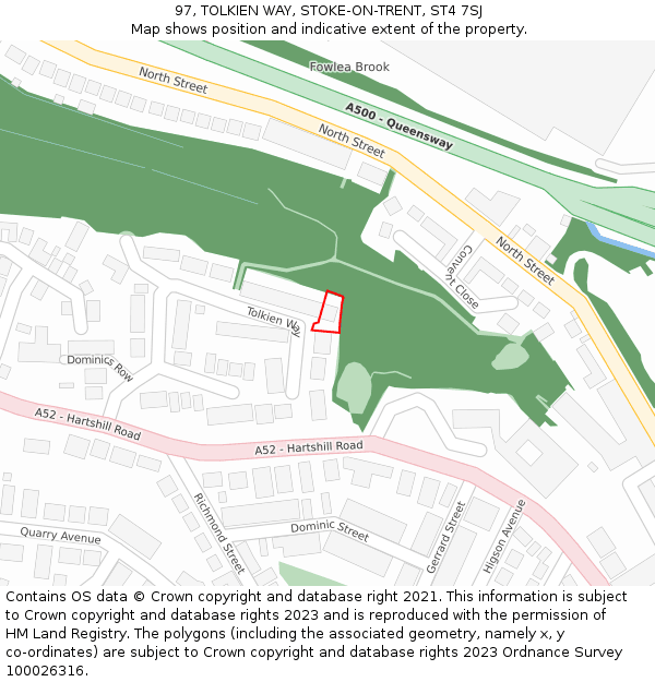 97, TOLKIEN WAY, STOKE-ON-TRENT, ST4 7SJ: Location map and indicative extent of plot