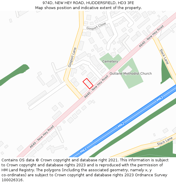 974D, NEW HEY ROAD, HUDDERSFIELD, HD3 3FE: Location map and indicative extent of plot