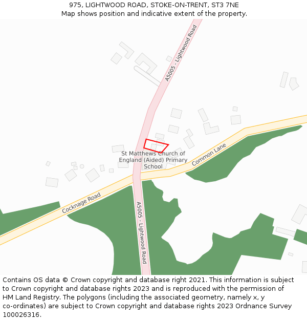 975, LIGHTWOOD ROAD, STOKE-ON-TRENT, ST3 7NE: Location map and indicative extent of plot