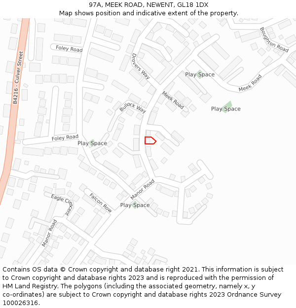97A, MEEK ROAD, NEWENT, GL18 1DX: Location map and indicative extent of plot
