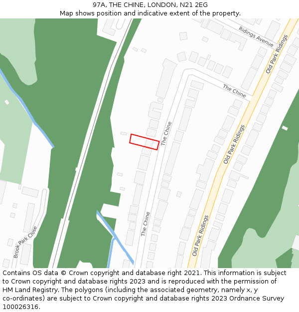 97A, THE CHINE, LONDON, N21 2EG: Location map and indicative extent of plot