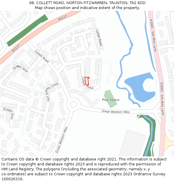 98, COLLETT ROAD, NORTON FITZWARREN, TAUNTON, TA2 6DD: Location map and indicative extent of plot