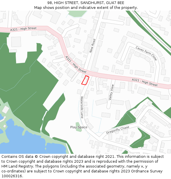 98, HIGH STREET, SANDHURST, GU47 8EE: Location map and indicative extent of plot