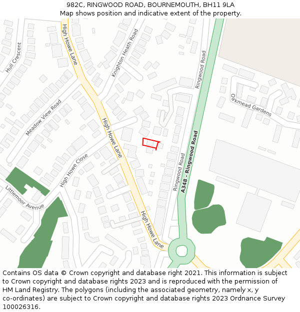 982C, RINGWOOD ROAD, BOURNEMOUTH, BH11 9LA: Location map and indicative extent of plot