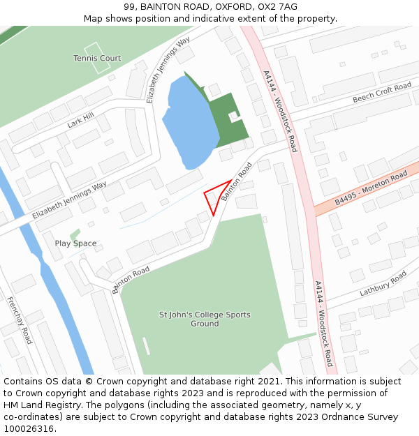 99, BAINTON ROAD, OXFORD, OX2 7AG: Location map and indicative extent of plot