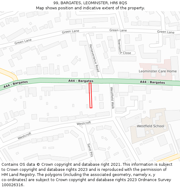 99, BARGATES, LEOMINSTER, HR6 8QS: Location map and indicative extent of plot