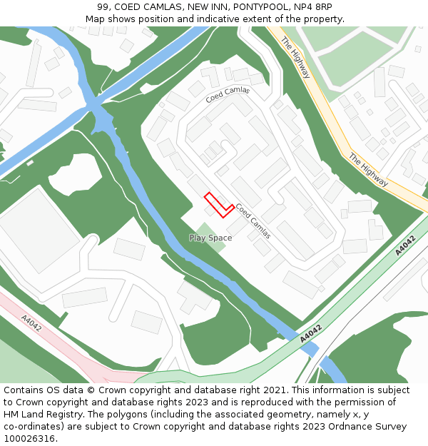 99, COED CAMLAS, NEW INN, PONTYPOOL, NP4 8RP: Location map and indicative extent of plot