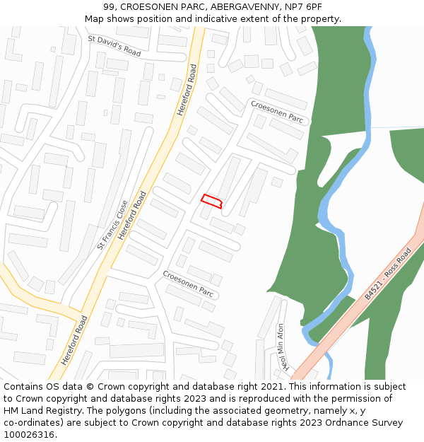 99, CROESONEN PARC, ABERGAVENNY, NP7 6PF: Location map and indicative extent of plot