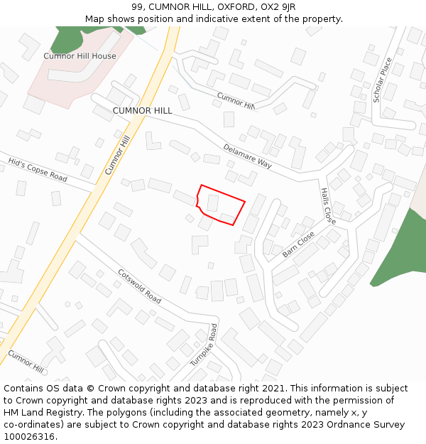 99, CUMNOR HILL, OXFORD, OX2 9JR: Location map and indicative extent of plot