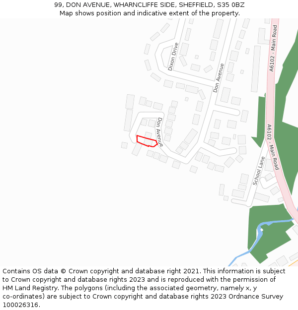 99, DON AVENUE, WHARNCLIFFE SIDE, SHEFFIELD, S35 0BZ: Location map and indicative extent of plot