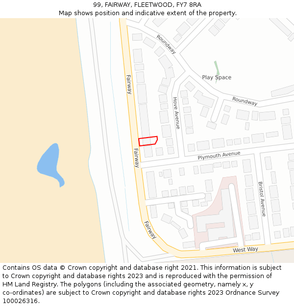 99, FAIRWAY, FLEETWOOD, FY7 8RA: Location map and indicative extent of plot