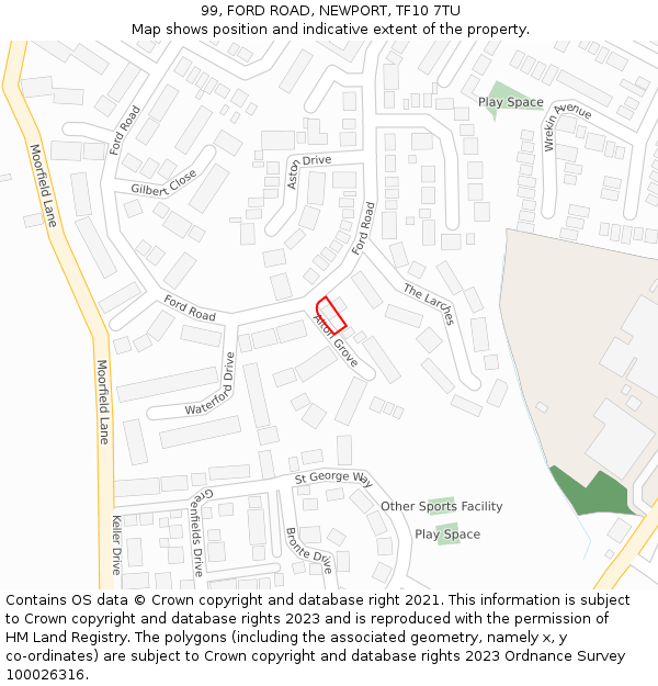 99, FORD ROAD, NEWPORT, TF10 7TU: Location map and indicative extent of plot