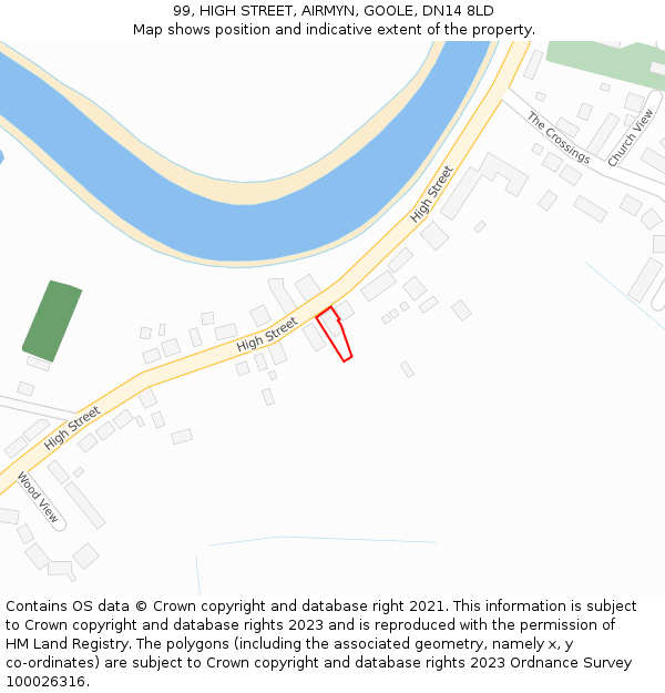 99, HIGH STREET, AIRMYN, GOOLE, DN14 8LD: Location map and indicative extent of plot