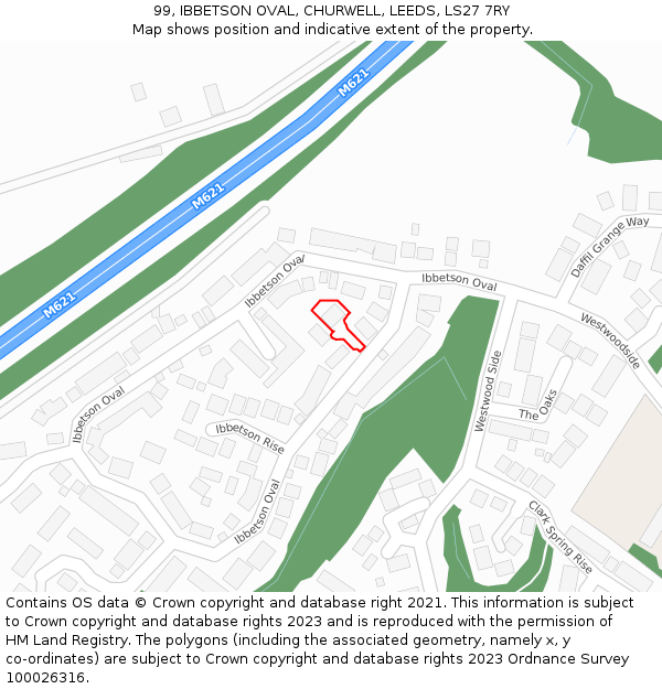 99, IBBETSON OVAL, CHURWELL, LEEDS, LS27 7RY: Location map and indicative extent of plot