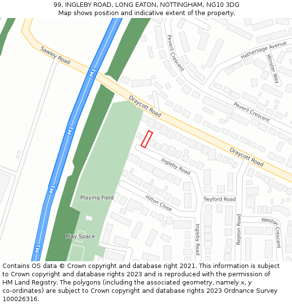 99, INGLEBY ROAD, LONG EATON, NOTTINGHAM, NG10 3DG: Location map and indicative extent of plot