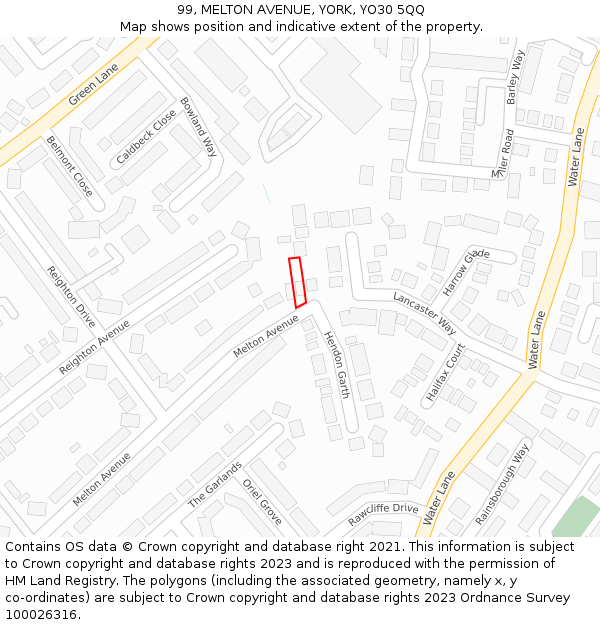 99, MELTON AVENUE, YORK, YO30 5QQ: Location map and indicative extent of plot