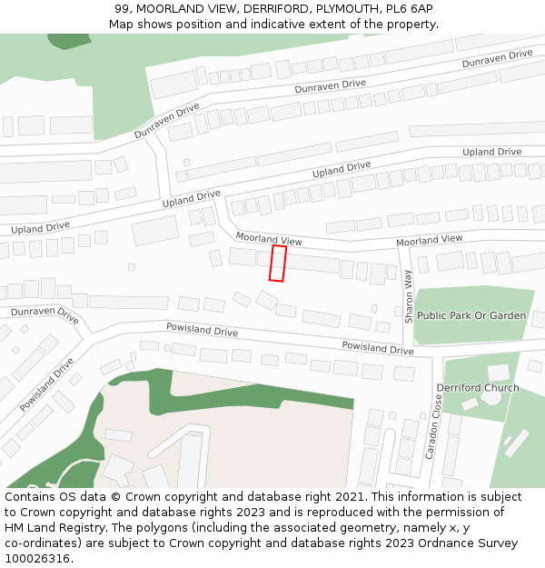 99, MOORLAND VIEW, DERRIFORD, PLYMOUTH, PL6 6AP: Location map and indicative extent of plot
