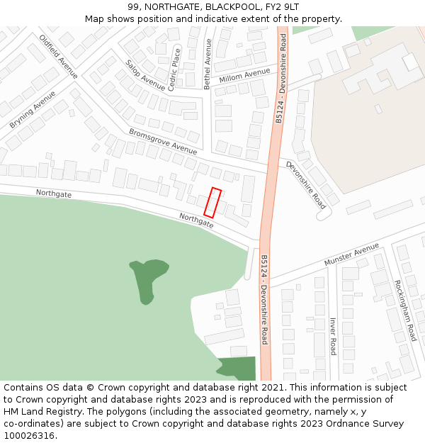 99, NORTHGATE, BLACKPOOL, FY2 9LT: Location map and indicative extent of plot