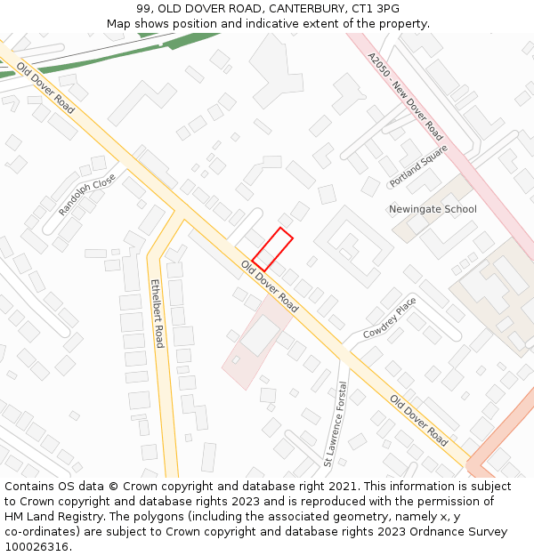 99, OLD DOVER ROAD, CANTERBURY, CT1 3PG: Location map and indicative extent of plot