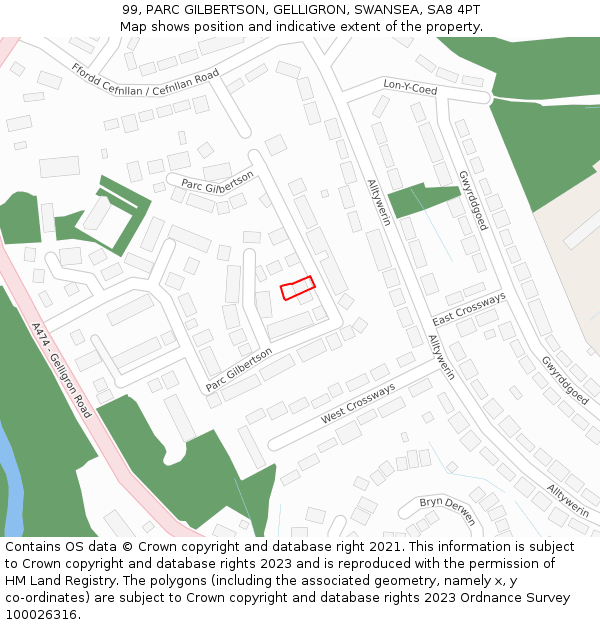 99, PARC GILBERTSON, GELLIGRON, SWANSEA, SA8 4PT: Location map and indicative extent of plot