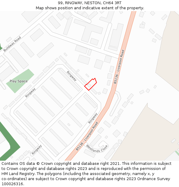 99, RINGWAY, NESTON, CH64 3RT: Location map and indicative extent of plot