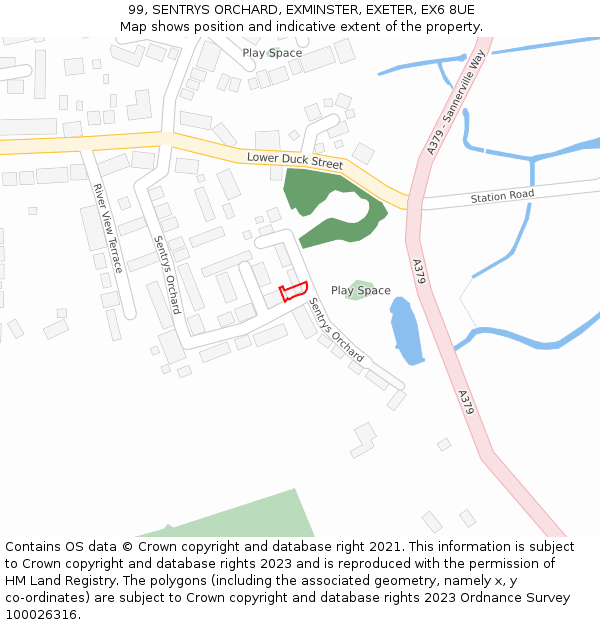 99, SENTRYS ORCHARD, EXMINSTER, EXETER, EX6 8UE: Location map and indicative extent of plot