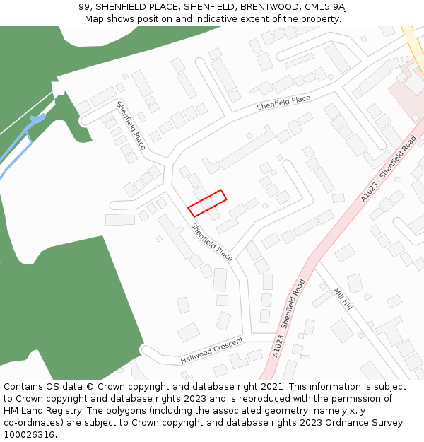 99, SHENFIELD PLACE, SHENFIELD, BRENTWOOD, CM15 9AJ: Location map and indicative extent of plot